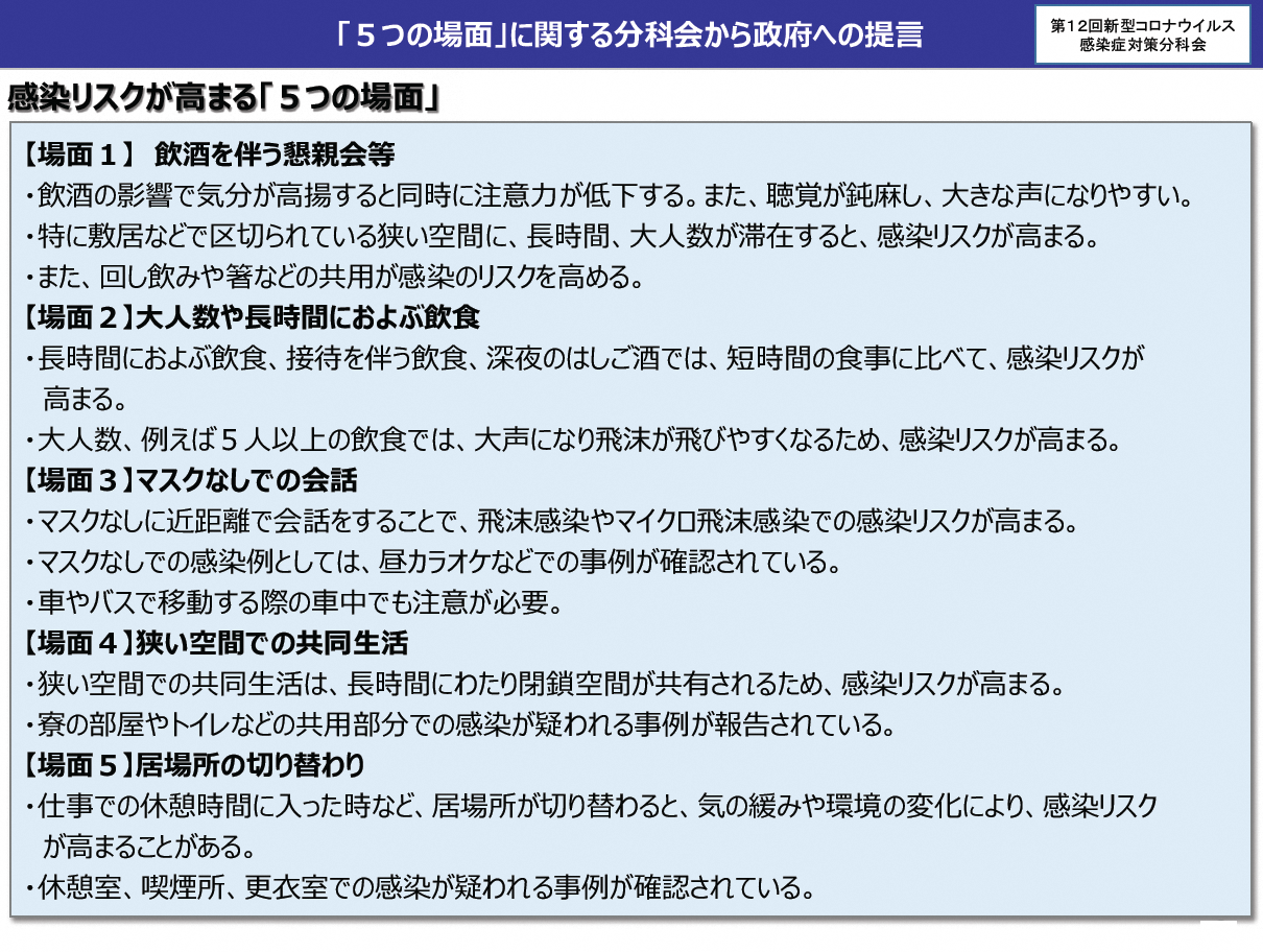 5つの場面に関する分科会から政府への提言