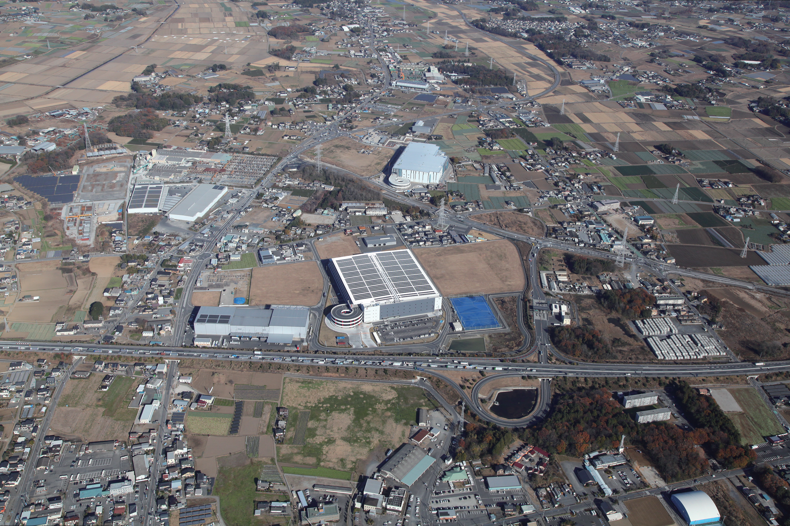 境古河IC周辺空撮